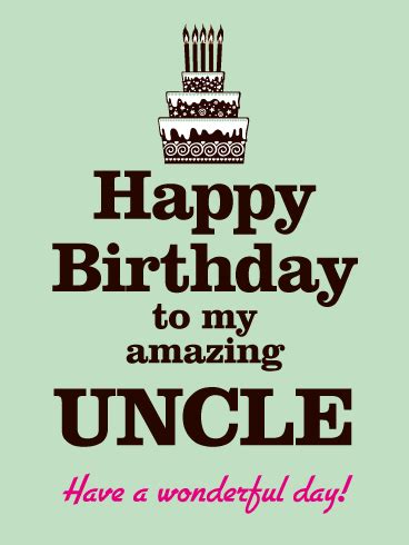 wonderful day happy birthday card  uncle birthday