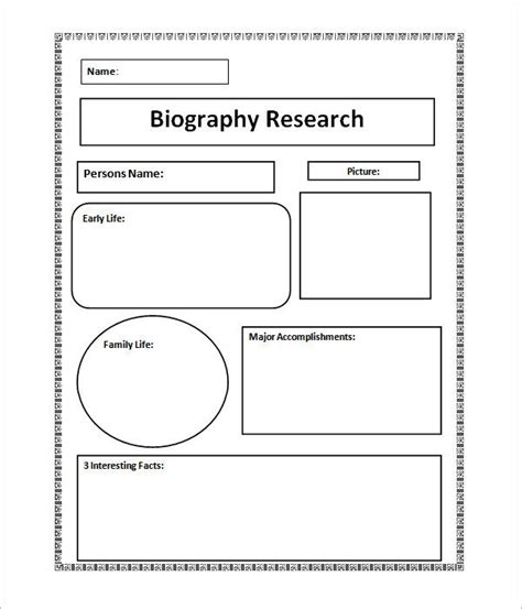 biography template  students printable templates