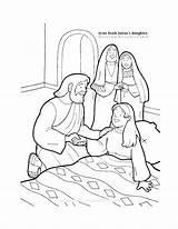 Daughter Jesus Heals Coloring Jairus Bible Pages Kids Stories Woman sketch template