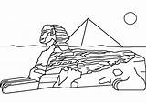 Coloring Sphinx Great Giza Pyramid sketch template