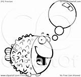 Blowfish Talking Clipart Cartoon Outlined Coloring Vector Thoman Cory Royalty sketch template