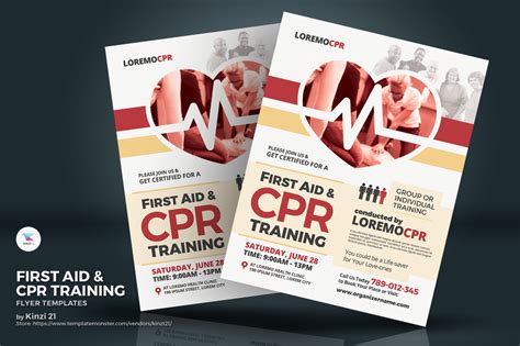 first aid and cpr training flyer corporate identity template