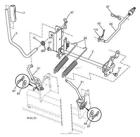 husqvarna ytav    parts diagram  mower lift deck lift