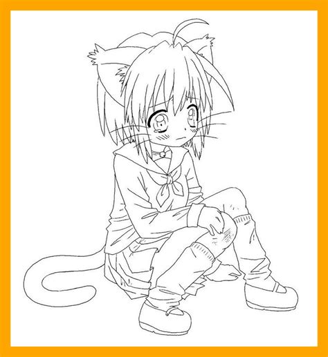 anime cat coloring page