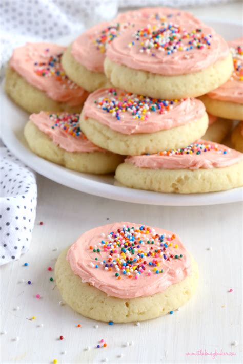 soft and chewy frosted sugar cookies the busy baker