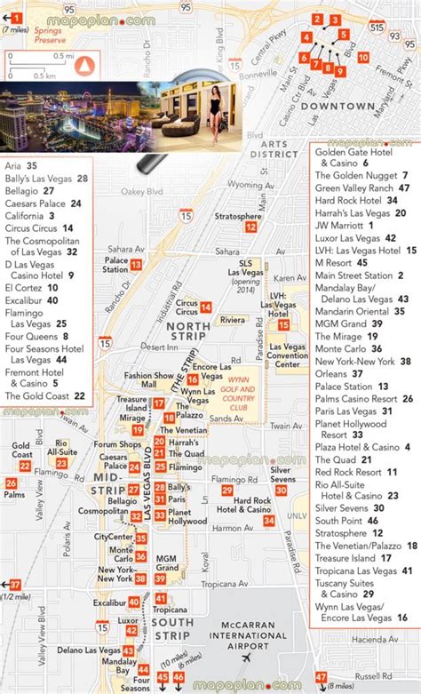 4 Las Vegas Strip Map Of 1 Attractions Hotels