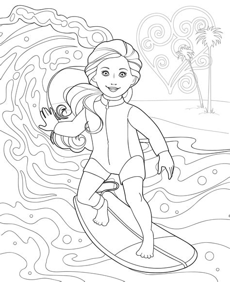 surfer girl coloring pages printable coloring pages