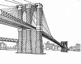 York Brooklyn Coloring Pont Bridge Adult Pages Brooklin Brick Colored Each Drawing sketch template