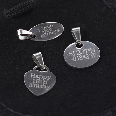 personalised engraved metal tags stainless steel discs jewellery