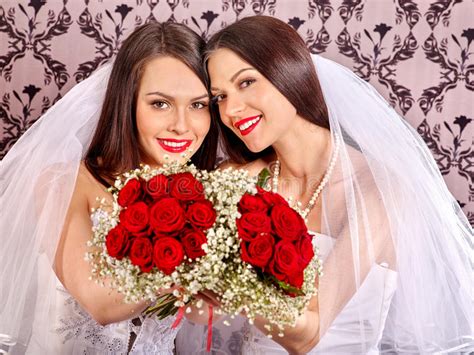 Wedding Lesbians Girl In Bridal Dress Stock Image Image