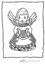 Coloring Angel Christmas Harp Angels Pages Playing Choir Beautiful Music Engel Mit Ausmalbild sketch template