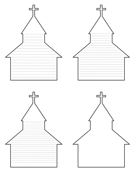 printable church shaped writing templates