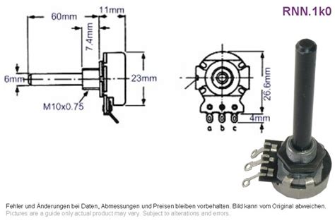 potentiometer mm linear ohne schalter   rohs konform grieder elektronik bauteile ag
