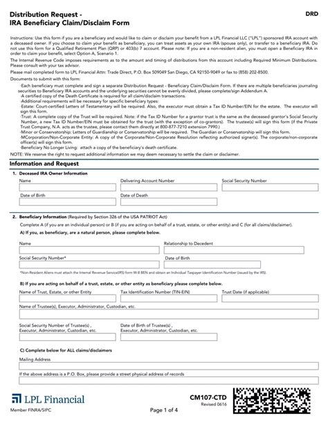 ira beneficiary disclaimer  form formspal