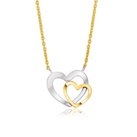 double heart necklace    tone gold richard cannon jewelry