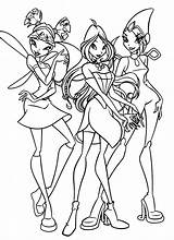 Winx Club Coloring Color Pages Colouring Kleurplaat Bloom Musa Tecna Stella sketch template