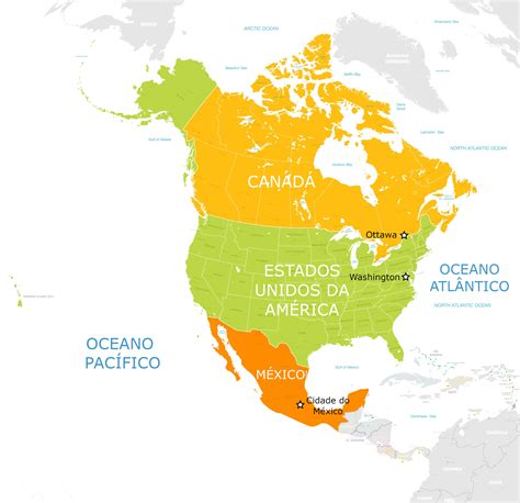 Mapa Político Da América Do Norte Ensino