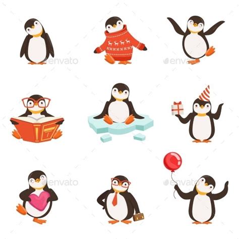 penguin cartoon characters set penguin cartoon character design