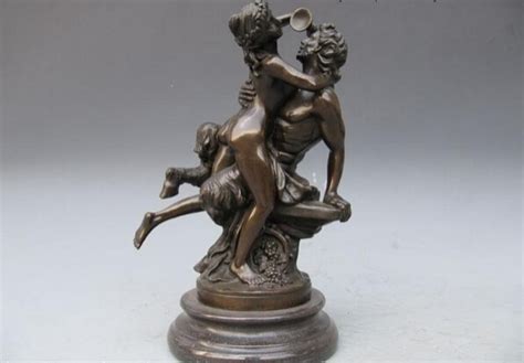 free shipping s3445 greek myth pan and nude woman drink pure bronze