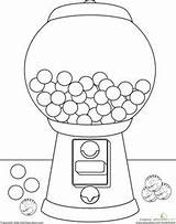 Machine Gumball Coloring Gum Bubble Pages Color Drawing Worksheets Preschool Candy Kids Kindergarten Sheets Printable Colouring Gg Education Classroom Getcolorings sketch template