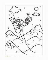 Coloring Pages Sports Snowboarding Printable Winter Olympic Preschool Color Worksheet Olympics Worksheets Kids Education Sport Extreme Games Colouring Skiing Sheets sketch template