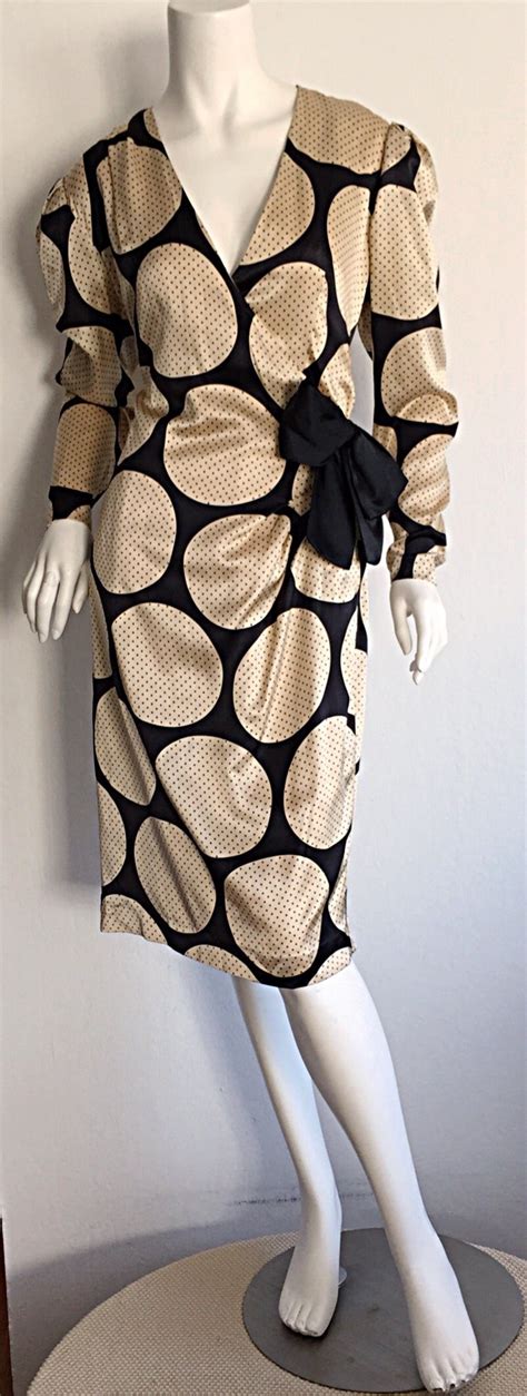 vintage hanae mori polka dot pin dot silk wrap dress for sale at