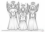 Colouring Angel Choir Pages Nativity Angels sketch template