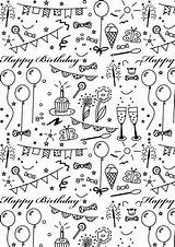 Birthday Paper Printable Coloring Meinlilapark Ausdruckbares Geschenkpapier Freebie Doodle Wrapping Pages Happy Party Papier Drawing Stickers Doodles Imprimable Diy Colorier sketch template