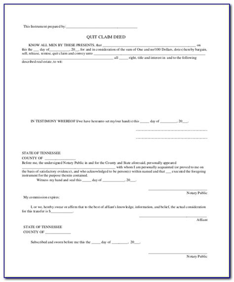 quit claim deed form knox county tennessee form resume examples