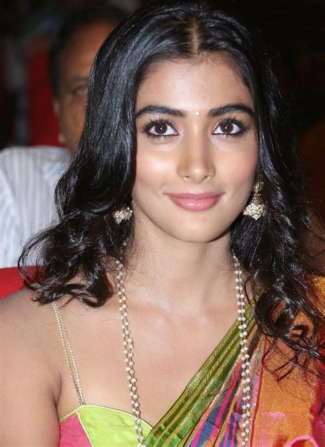 high quality bollywood celebrity pictures pooja hegde looks smoking hot in a revealing saree at