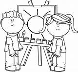Kids Painting Clip School Paint Clipart Coloring Pages Easel Children Kid Splatter Drawing Palette Boy Microsoft Ms Color Outline Artist sketch template