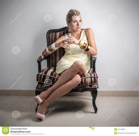 Classy Woman Stock Image Image Of Sitting Armchair 44774863