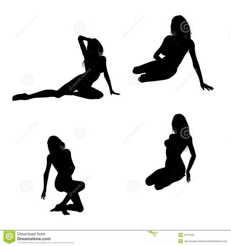 Silhouettes Of A Woman Sitting Stock Vector Illustration