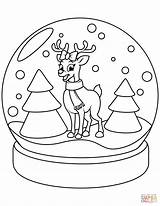 Snow Coloring Christmas Globes Pages Globe Template Reindeer sketch template