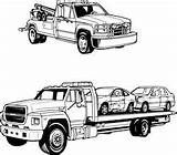 Tow Towing Flatbed Wrecker 6x6 Rollback Stamp sketch template