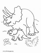 Coloring Dinosaur Baby Pages Dinosaurs Triceratops Kids Colouring Cute Mother Her Look Enjoy Family Printable Color Awesome Popular Animals Library sketch template
