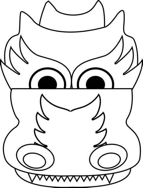 chinese dragon head coloring page clipart