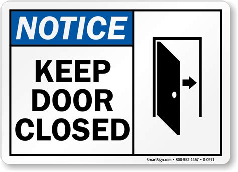 notice  door closed sign horizontal sku