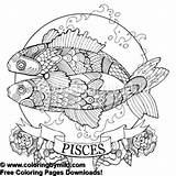 Pisces Coloring Pages Getcolorings Printable Zentangle Style Color Print Getdrawings sketch template