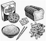 Carbohydrates Drawing Rice Pasta Bread Cereal Printable Getdrawings sketch template