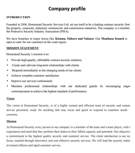 company profile templates word excel formats