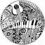 Music Coloring Pages Mandala Keyboard Adult Musique Guitar Drawing Piano Printable Icolor Line Drawings Mandalas Sheets Coloriage Color Life Books sketch template