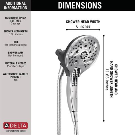 delta universal showering components chrome  spray dual shower head  gpm  lpm