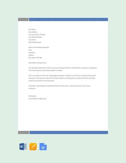 sample letter  resignation  retirement collection letter