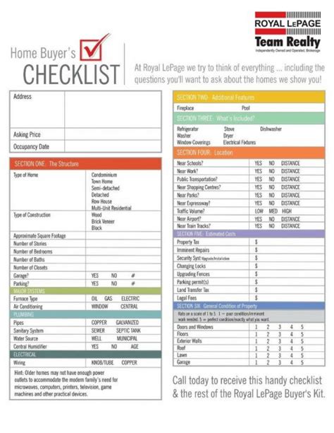 checklist  home buyers