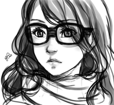 Cute Girl Glasses Drawings Girl With Glasses Sketch By