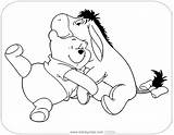 Eeyore Pooh Winnie Coloring Pages Disneyclips Hugging sketch template
