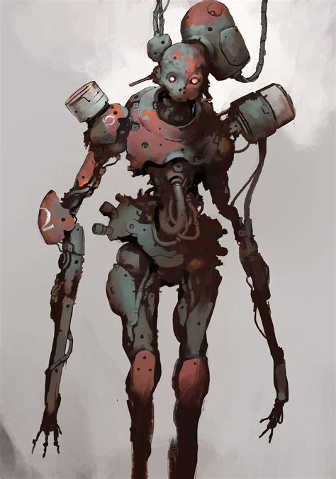 guillaume menuel robot art robot concept art cyberpunk art