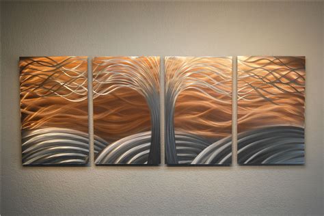 tree  life bright copper metal wall art abstract sculpture modern