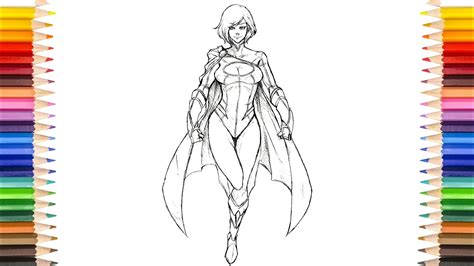 power girl coloring pages dc super hero girl coloring pages youtube